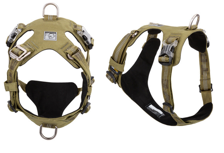 KFX-4564797 Waterproof Reflective Super Fiber Dog Chest Strap - Adjustable Sizes in Army Green, Black, and Purple