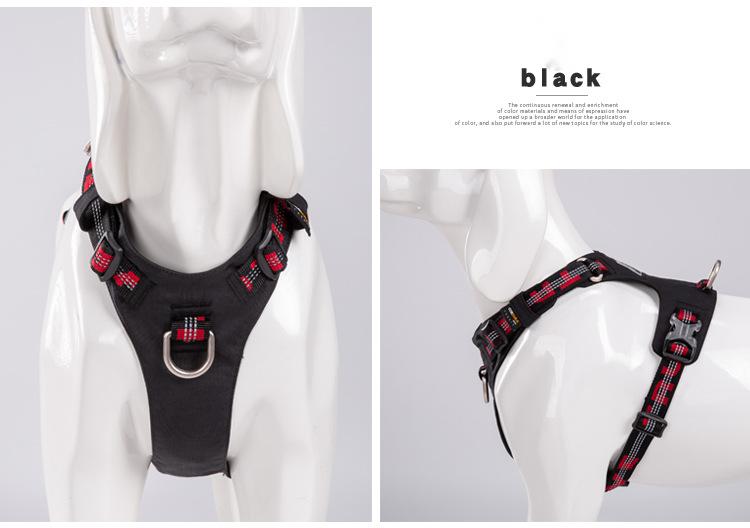 KFX-4564797 Waterproof Reflective Super Fiber Dog Chest Strap - Adjustable Sizes in Army Green, Black, and Purple