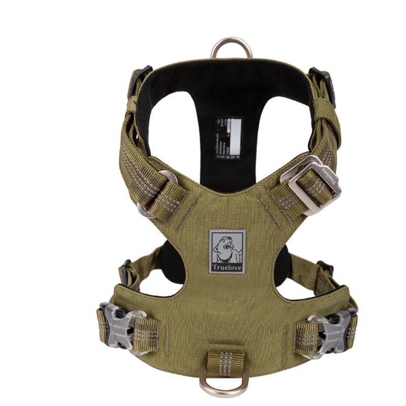 KFX-4564797 Waterproof Reflective Super Fiber Dog Chest Strap - Adjustable Sizes in Army Green, Black, and Purple
