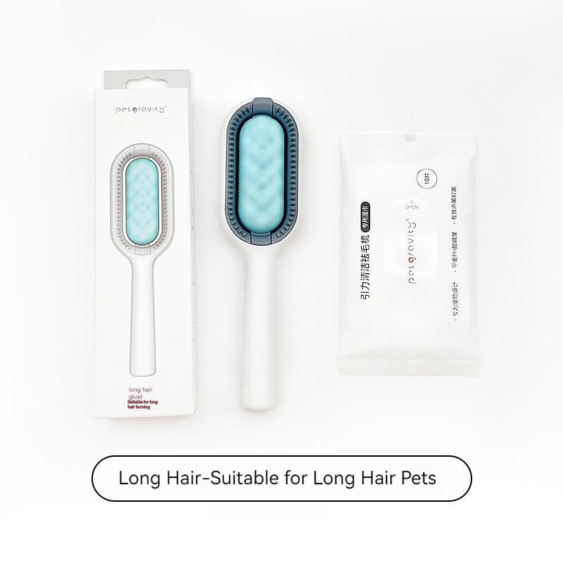 KFX-4567101 Gravity Cleaning Pet Hair Removal Comb with Wipes for Long & Short-Haired Cats and Dogs
