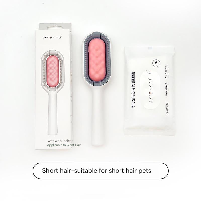 KFX-4567101 Gravity Cleaning Pet Hair Removal Comb with Wipes for Long & Short-Haired Cats and Dogs