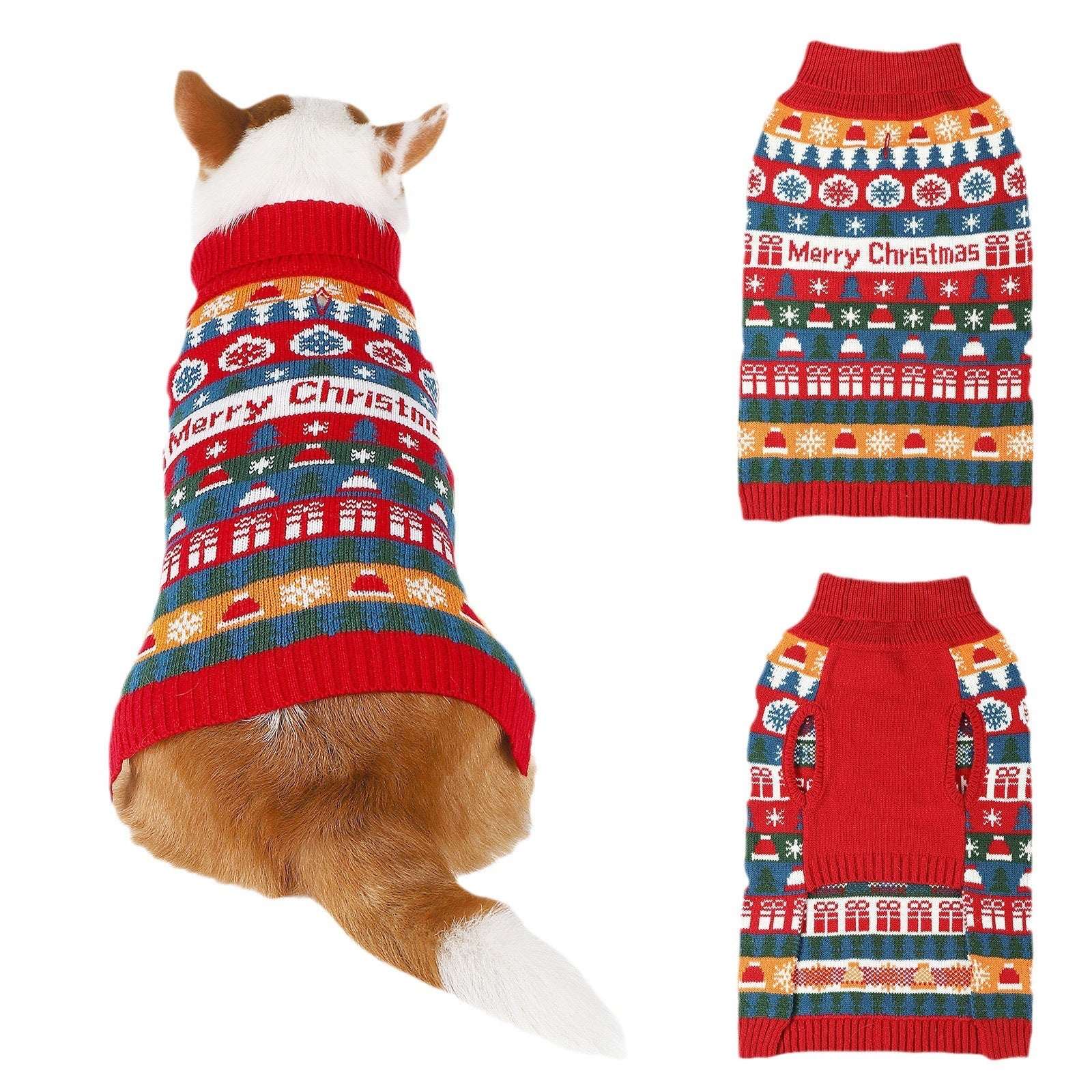 KFX-4569277 Cozy Wool Turtleneck Sweater for Dogs - Casual Holiday Style in Various Sizes