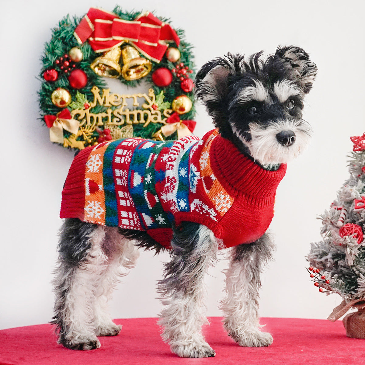 KFX-4569277 Cozy Wool Turtleneck Sweater for Dogs - Casual Holiday Style in Various Sizes
