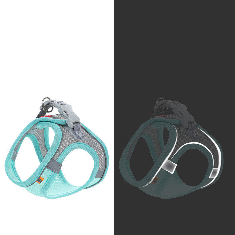 KFX-4570557 Reflective Pet Mesh Chest Harness with Leash - Breathable Cotton, Fashionable Design