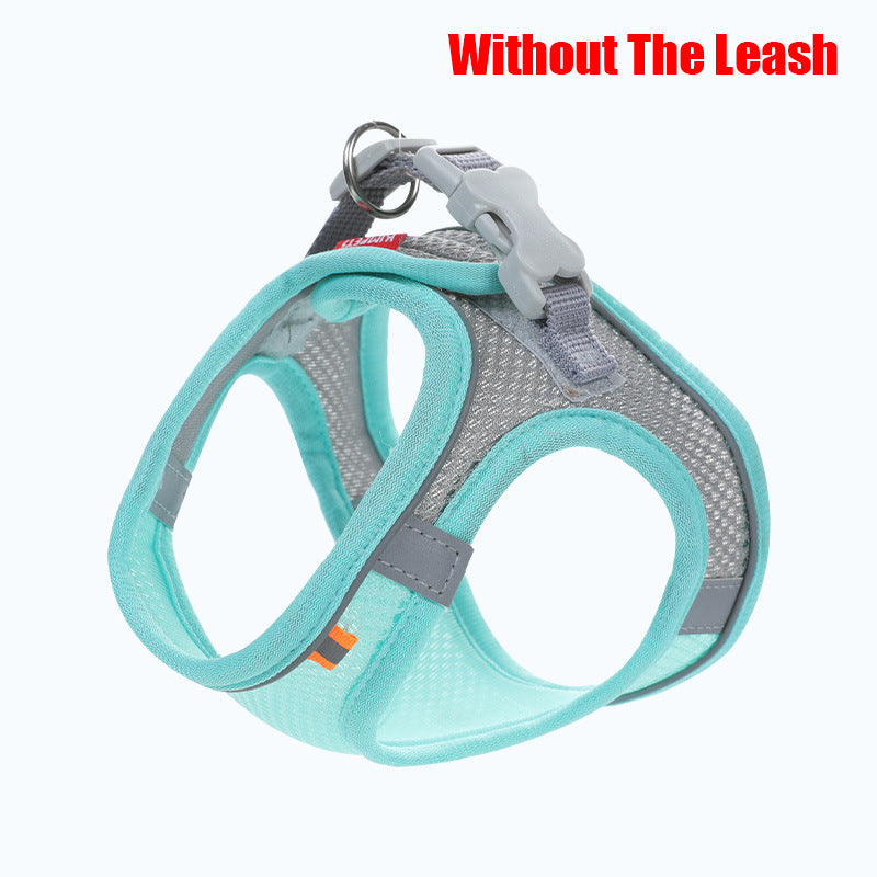 KFX-4570557 Reflective Pet Mesh Chest Harness with Leash - Breathable Cotton, Fashionable Design