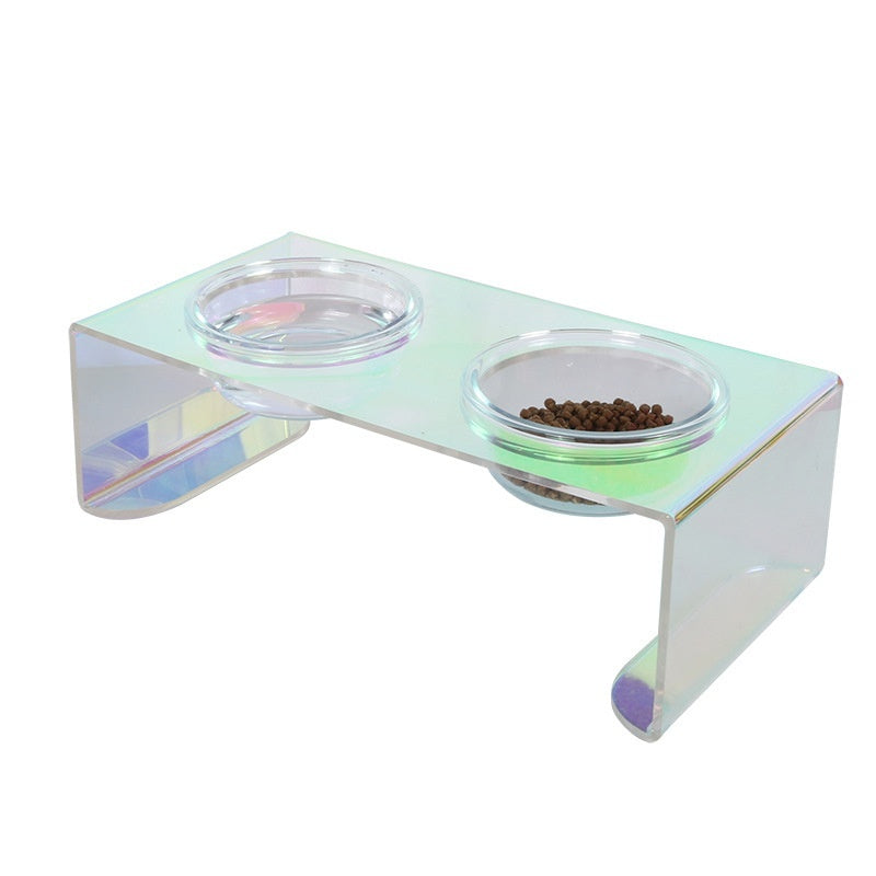 KFX-4571453 Colorful Acrylic Pet Dining Table - Single and Double Bowl Options Available