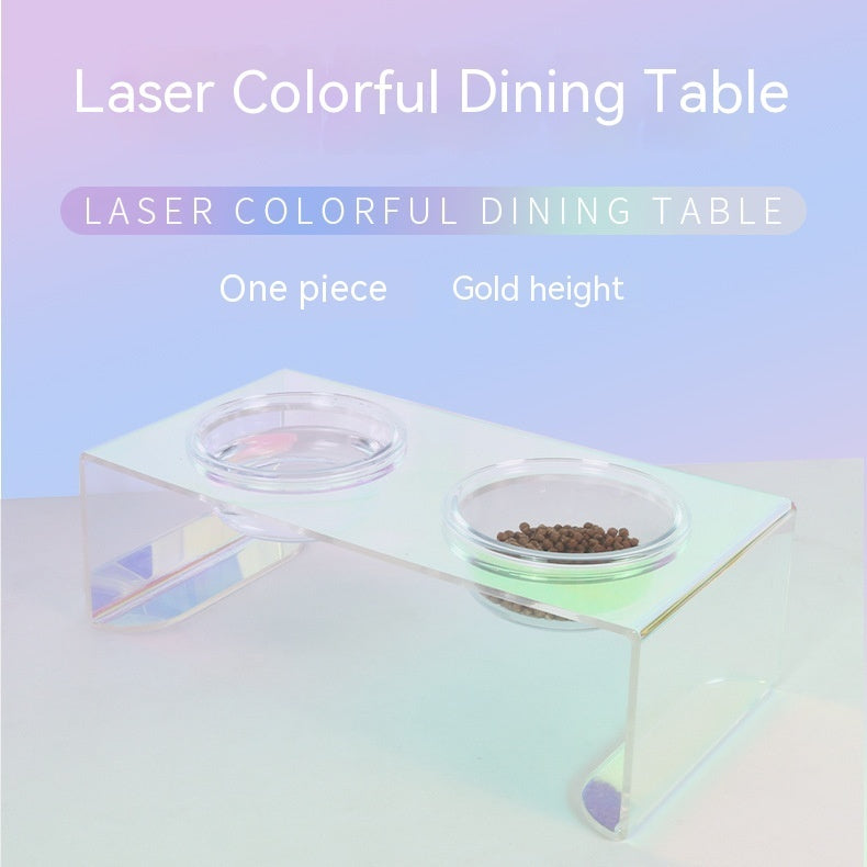 KFX-4571453 Colorful Acrylic Pet Dining Table - Single and Double Bowl Options Available