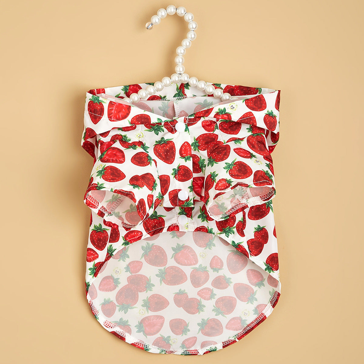 KFX-4571837 Waterproof Strawberry Print Dog Raincoat for Spring and Summer in Multiple Sizes