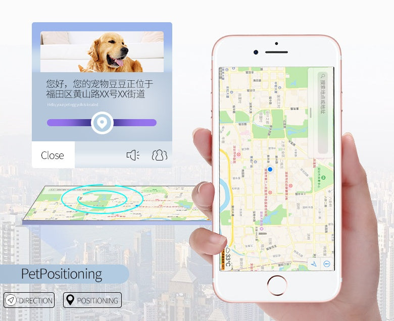 KFX-4573245 Pet GPS Tracking Collar with LED Light and 500 mAh Battery