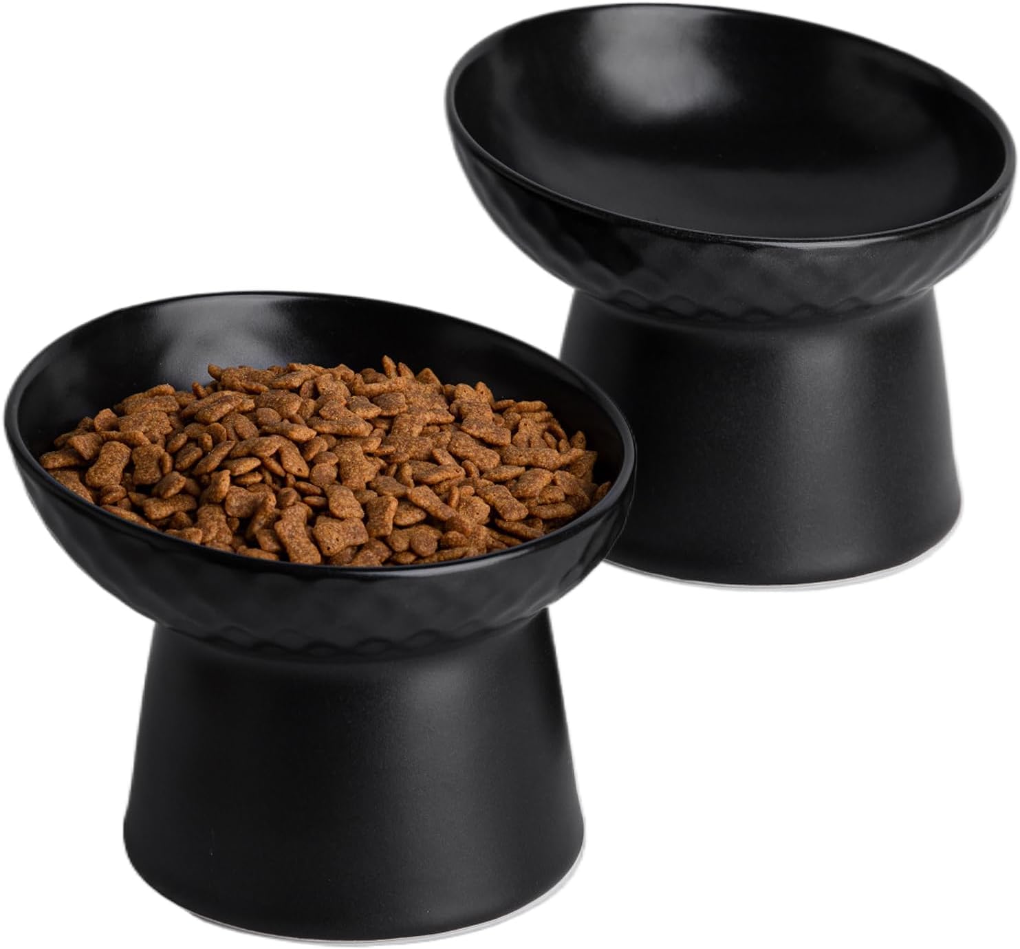 KFX-4574525 Elevated Ceramic Cat Bowls Set with Tilted Design for Comfortable Eating and Anti-Slip Stability