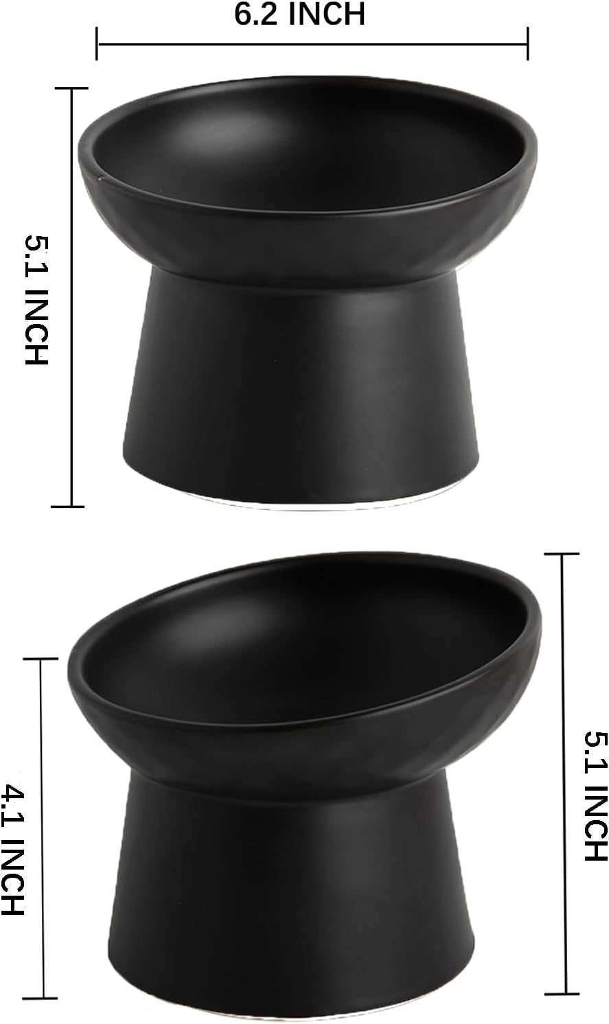 KFX-4574525 Elevated Ceramic Cat Bowls Set with Tilted Design for Comfortable Eating and Anti-Slip Stability
