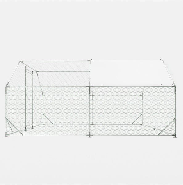 KFX-4574909 Heavy-Duty 10x13 Foot Chicken Coop with Galvanized Steel Frame and Waterproof Cover
