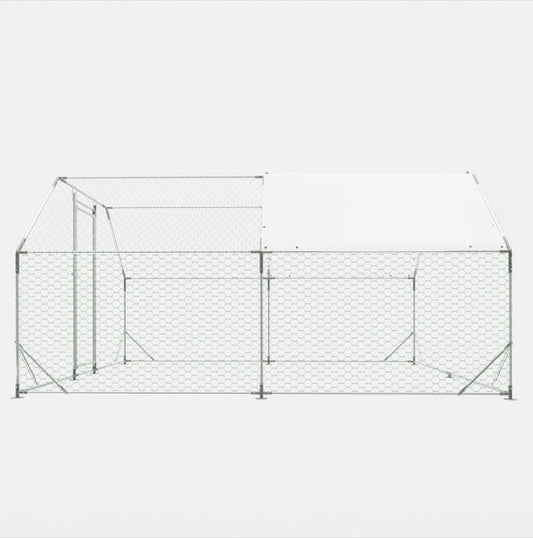 KFX-4574909 Heavy-Duty 10x13 Foot Chicken Coop with Galvanized Steel Frame and Waterproof Cover