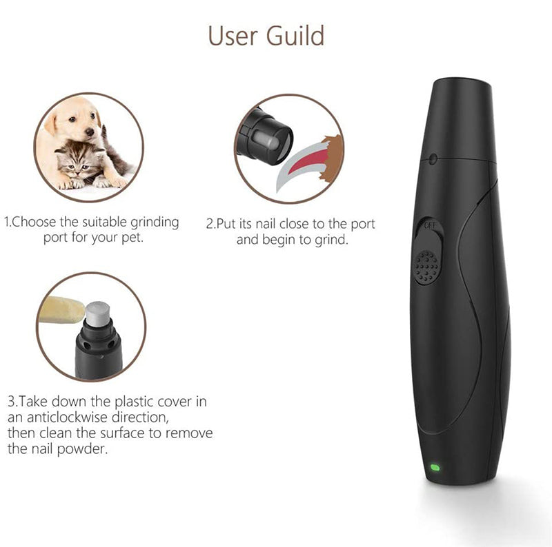 KFX-4575037 Rechargeable Low Noise Electric Nail Polisher for Pets - Safe and Easy to Use