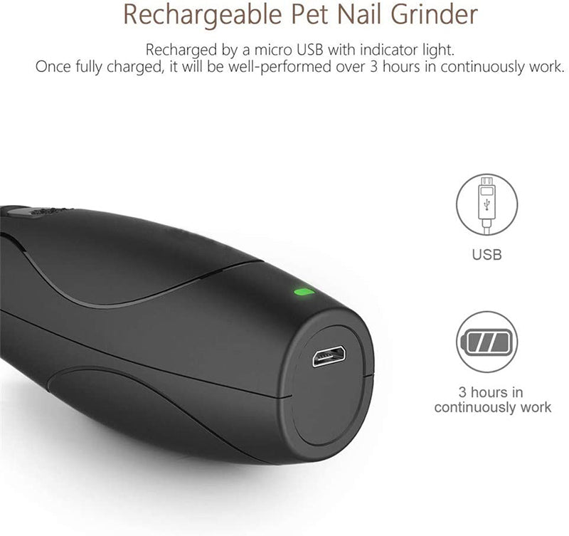 KFX-4575037 Rechargeable Low Noise Electric Nail Polisher for Pets - Safe and Easy to Use