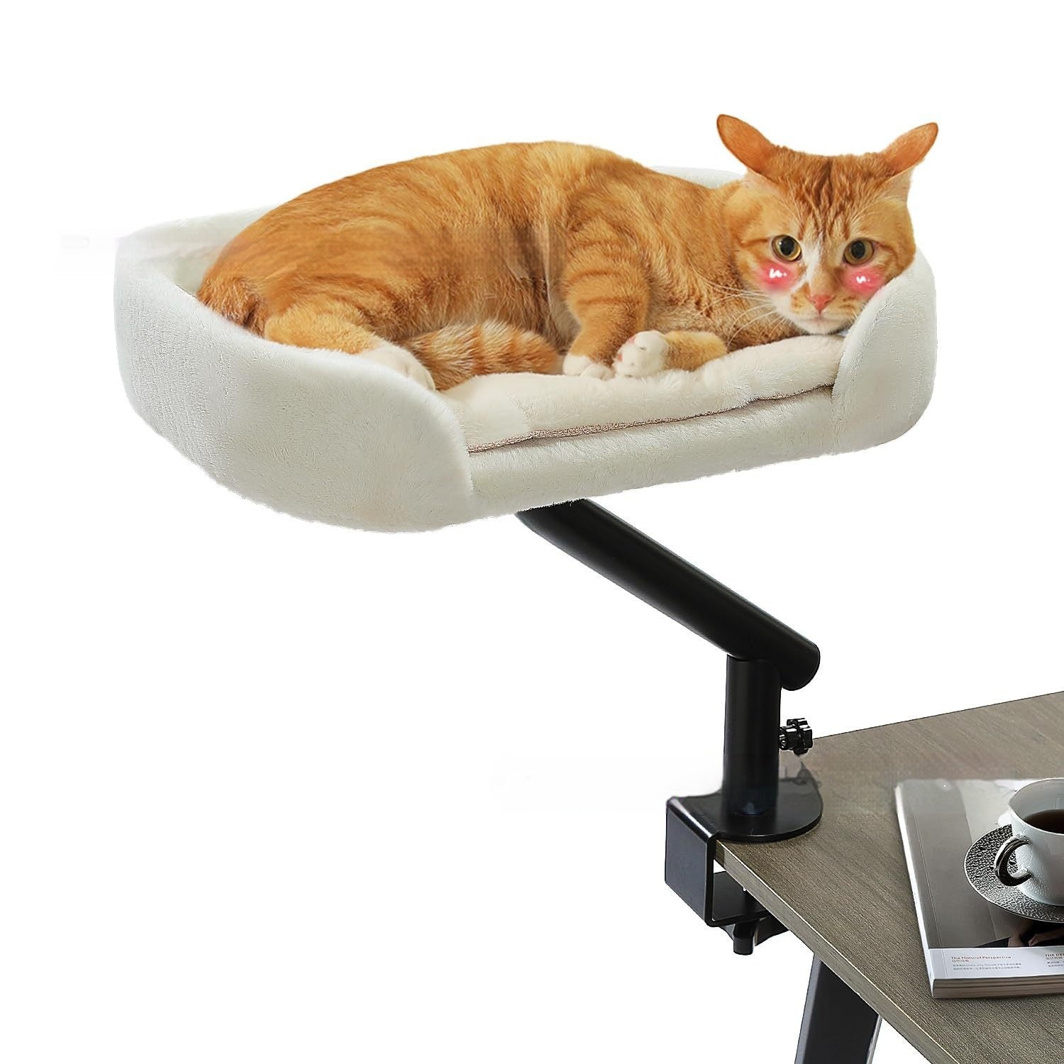 KFX-4575677 Adjustable Height Plush Cat Bed with Rotating Design for All Seasons