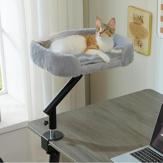 KFX-4575677 Adjustable Height Plush Cat Bed with Rotating Design for All Seasons