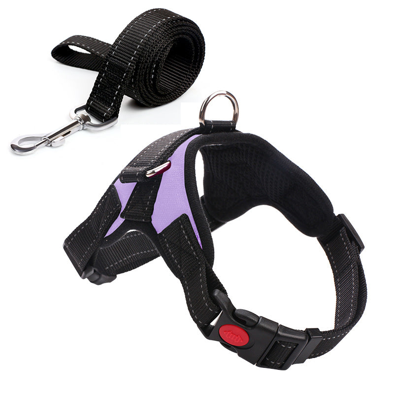 KFX-4576317 Camouflage Dog Harness with Leash - Adjustable Polyester Chest Strap for All Sizes