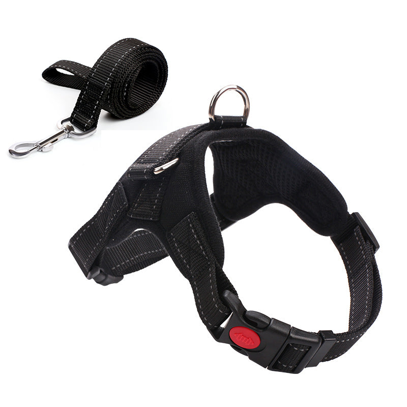 KFX-4576317 Camouflage Dog Harness with Leash - Adjustable Polyester Chest Strap for All Sizes