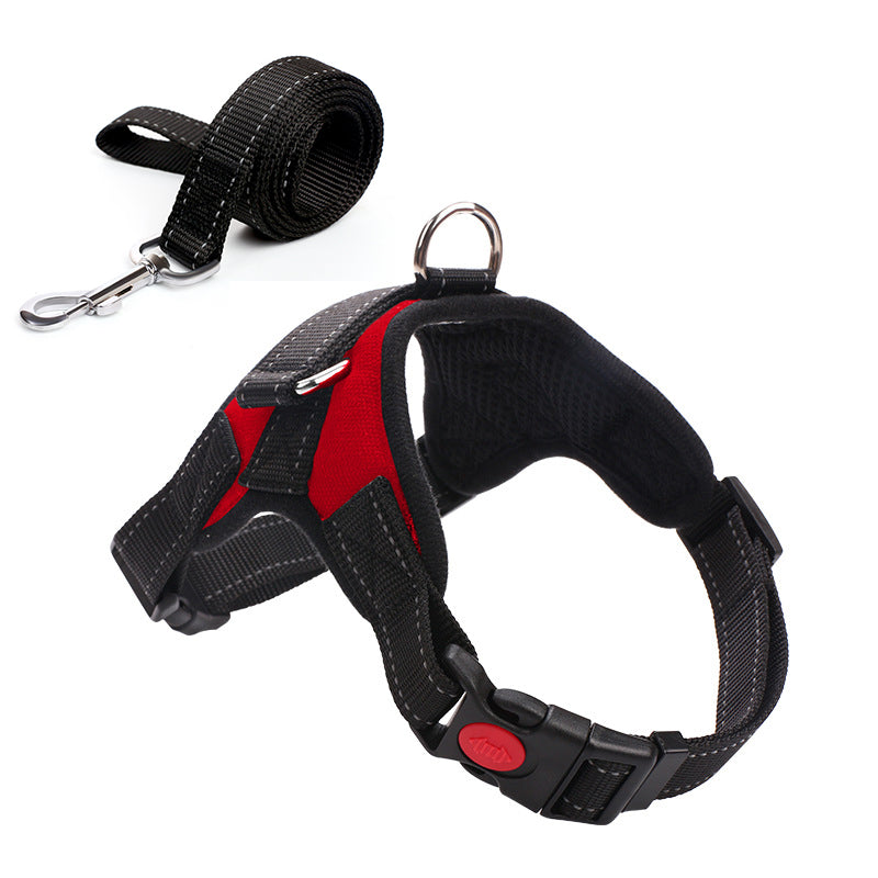 KFX-4576317 Camouflage Dog Harness with Leash - Adjustable Polyester Chest Strap for All Sizes