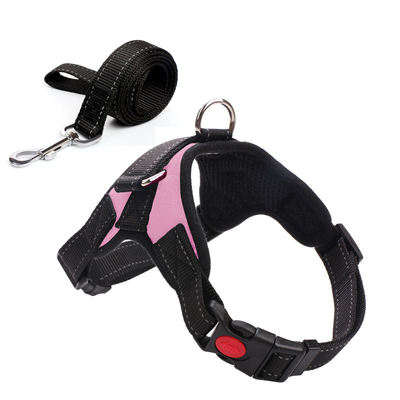 KFX-4576317 Camouflage Dog Harness with Leash - Adjustable Polyester Chest Strap for All Sizes
