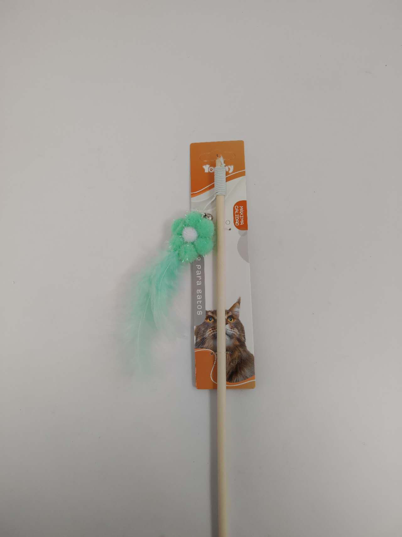 KFX-4577853 Wooden Cat Teasing Stick with Small Flower Decoration