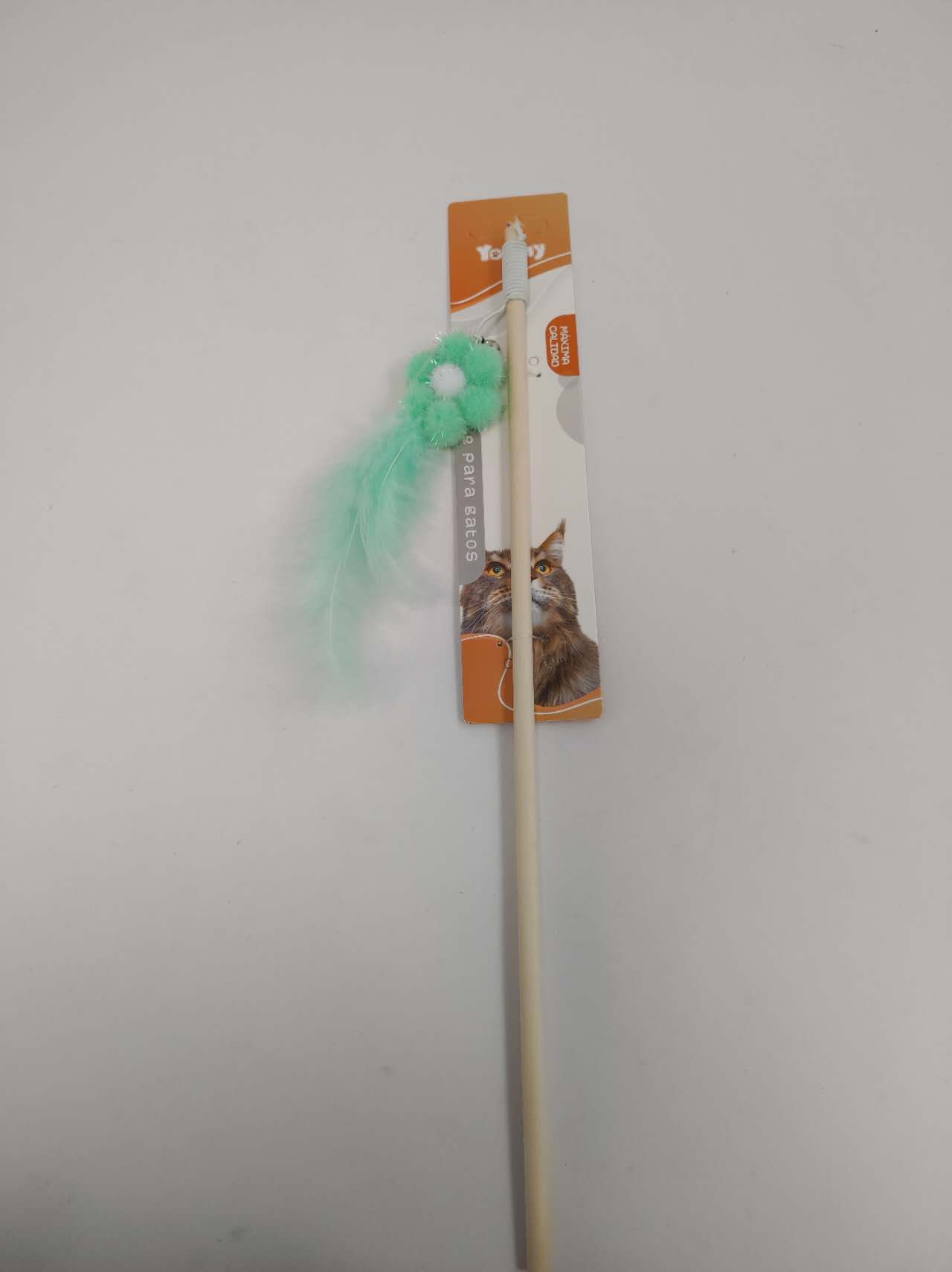 KFX-4577853 Wooden Cat Teasing Stick with Small Flower Decoration