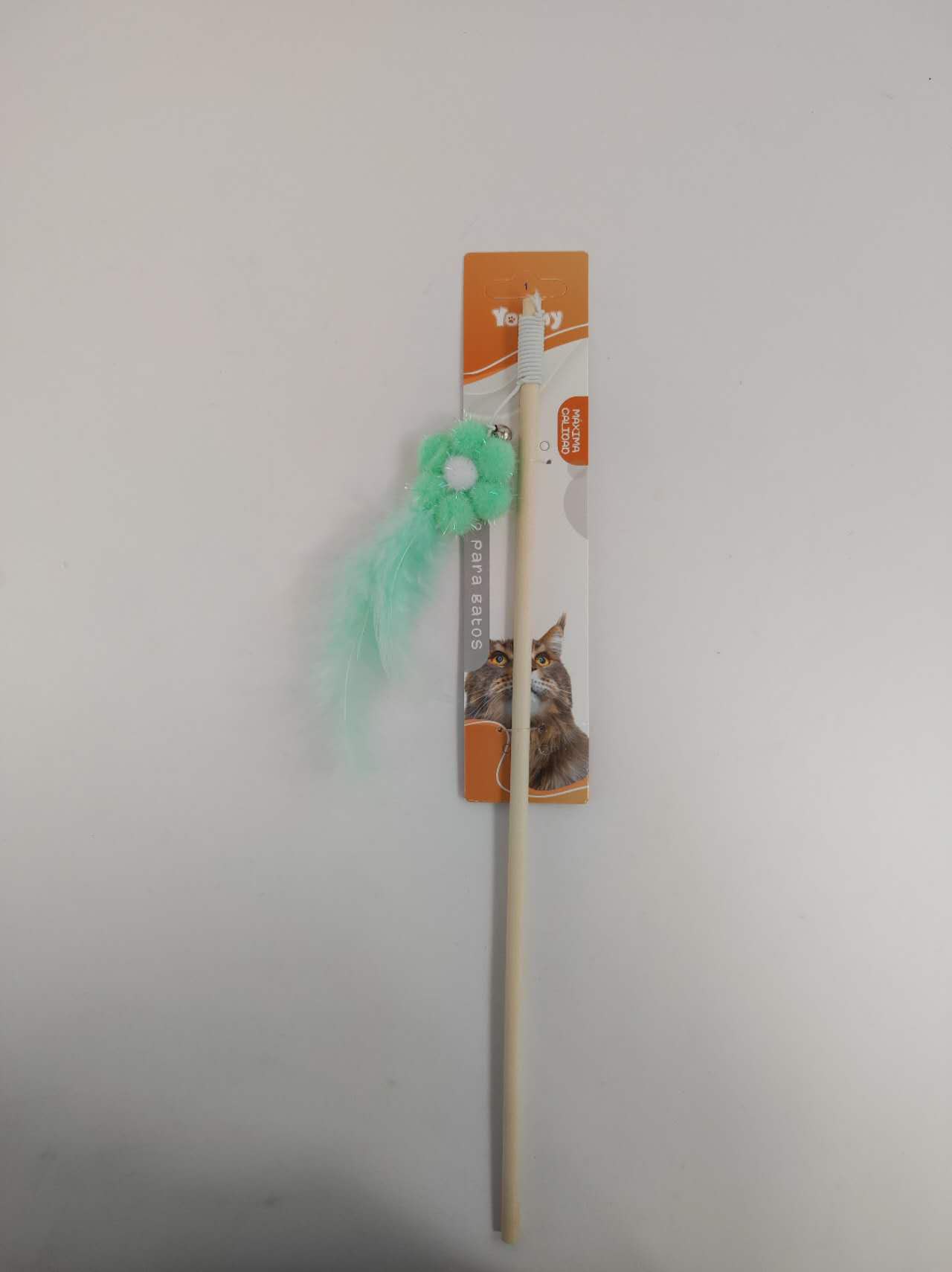 KFX-4577853 Wooden Cat Teasing Stick with Small Flower Decoration