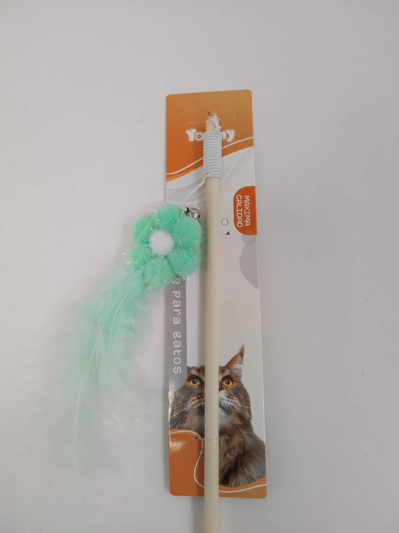 KFX-4577853 Wooden Cat Teasing Stick with Small Flower Decoration