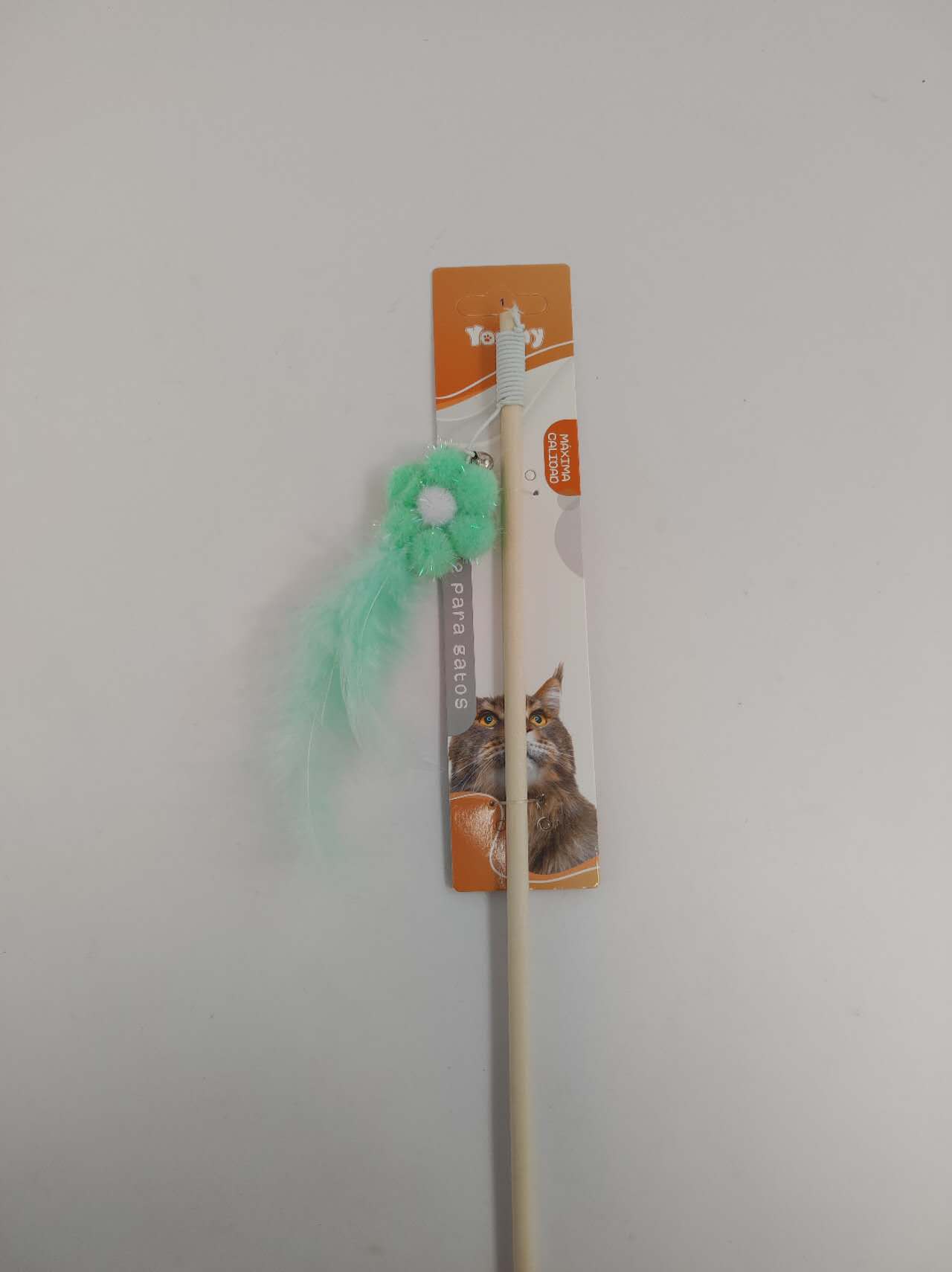 KFX-4577853 Wooden Cat Teasing Stick with Small Flower Decoration
