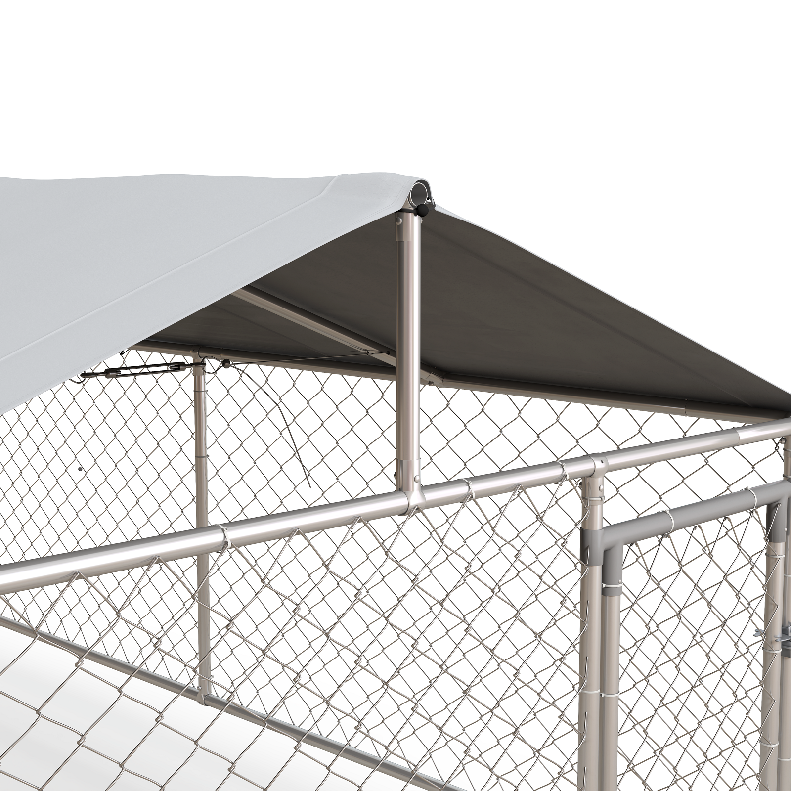 KFX-4580669 Large Outdoor Dog Kennel with Waterproof UV Resistant Roof, 19.7' x 7.5' x 4.9'