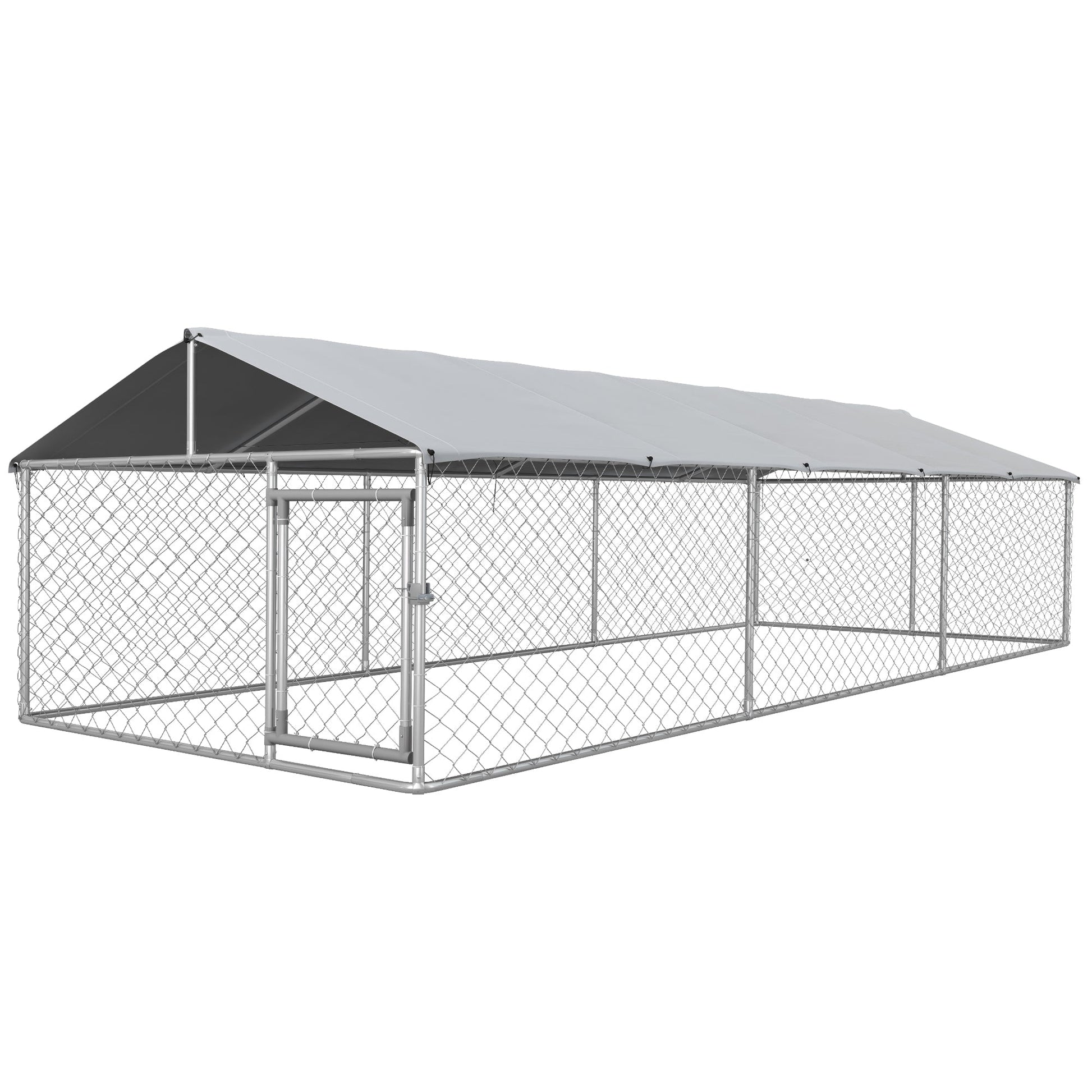 KFX-4580669 Large Outdoor Dog Kennel with Waterproof UV Resistant Roof, 19.7' x 7.5' x 4.9'