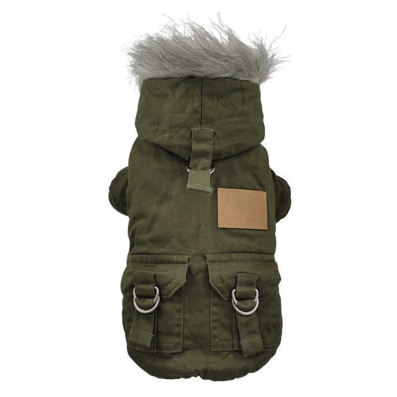 KFX-4581437 Padded Cotton Coat for Small Dogs in Army Green and Khaki