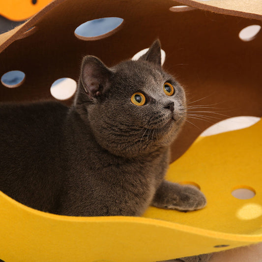 KFX-4582077 Shape-Shifting Cat Nest Felt Rolling Tunnel Toy - 22 x 92cm
