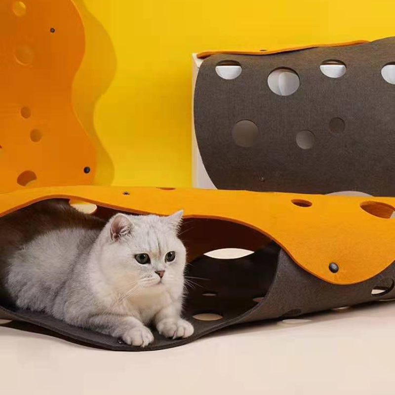 KFX-4582077 Shape-Shifting Cat Nest Felt Rolling Tunnel Toy - 22 x 92cm