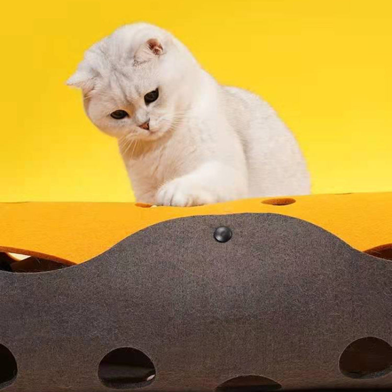 KFX-4582077 Shape-Shifting Cat Nest Felt Rolling Tunnel Toy - 22 x 92cm
