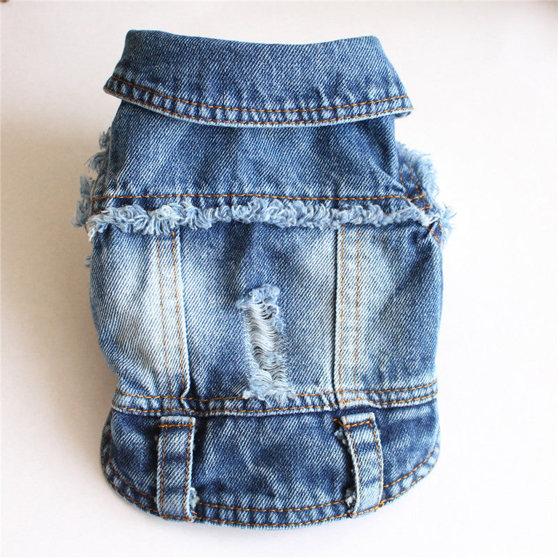 KFX-4582589 Casual Ripped Fringe Denim Vest for Pets, Available in Multiple Sizes