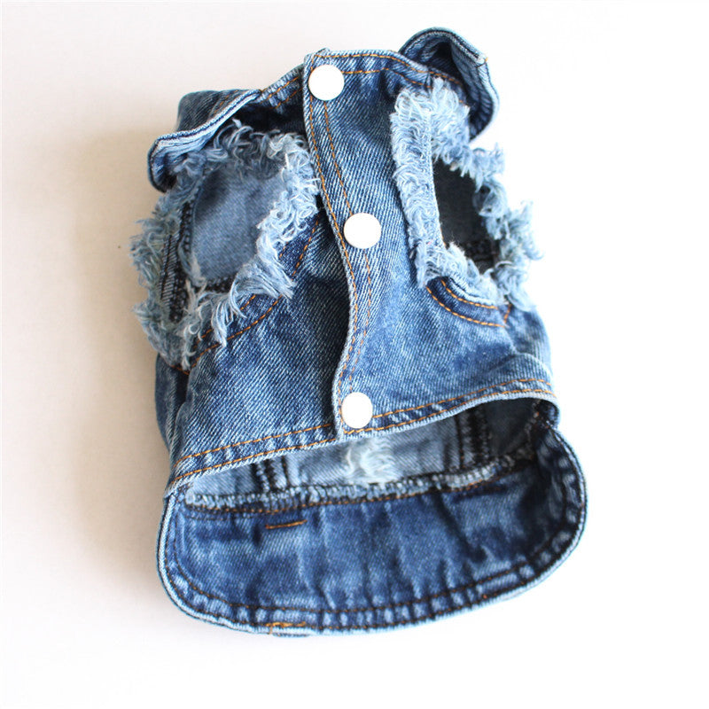 KFX-4582589 Casual Ripped Fringe Denim Vest for Pets, Available in Multiple Sizes