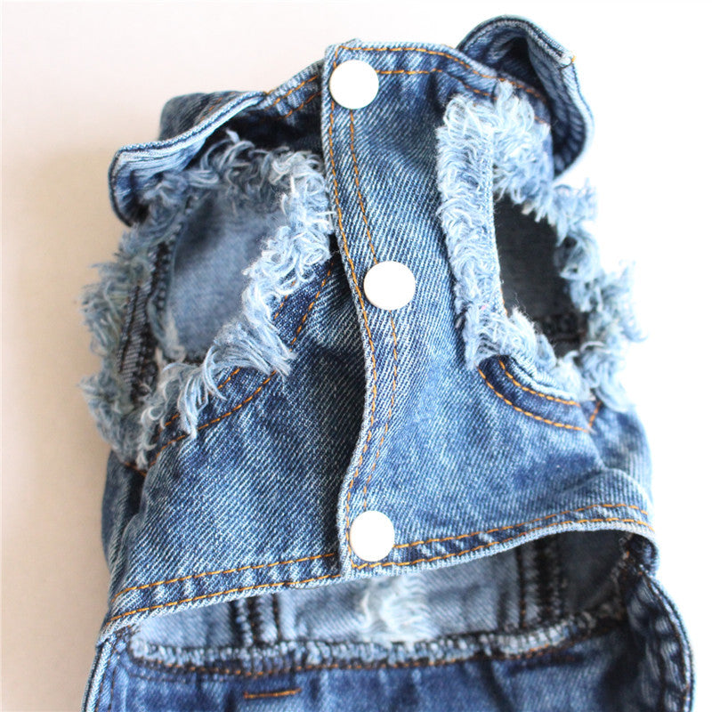 KFX-4582589 Casual Ripped Fringe Denim Vest for Pets, Available in Multiple Sizes