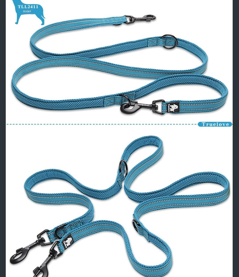 KFX-4586557 Multi-functional Reflective Pet Dog Rope with Dual Handles - Outdoor Polyester Chain