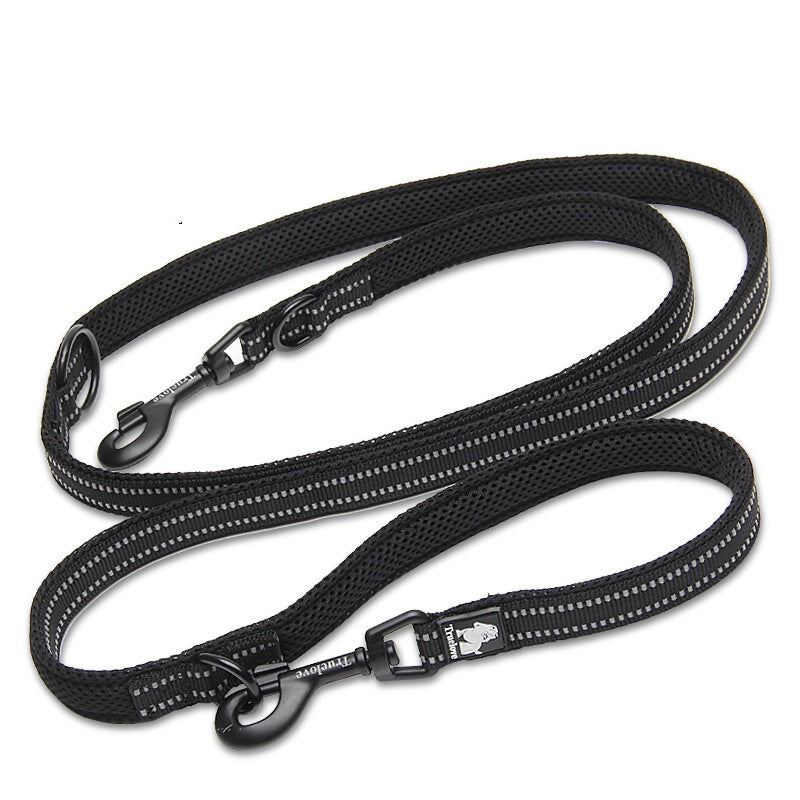 KFX-4586557 Multi-functional Reflective Pet Dog Rope with Dual Handles - Outdoor Polyester Chain