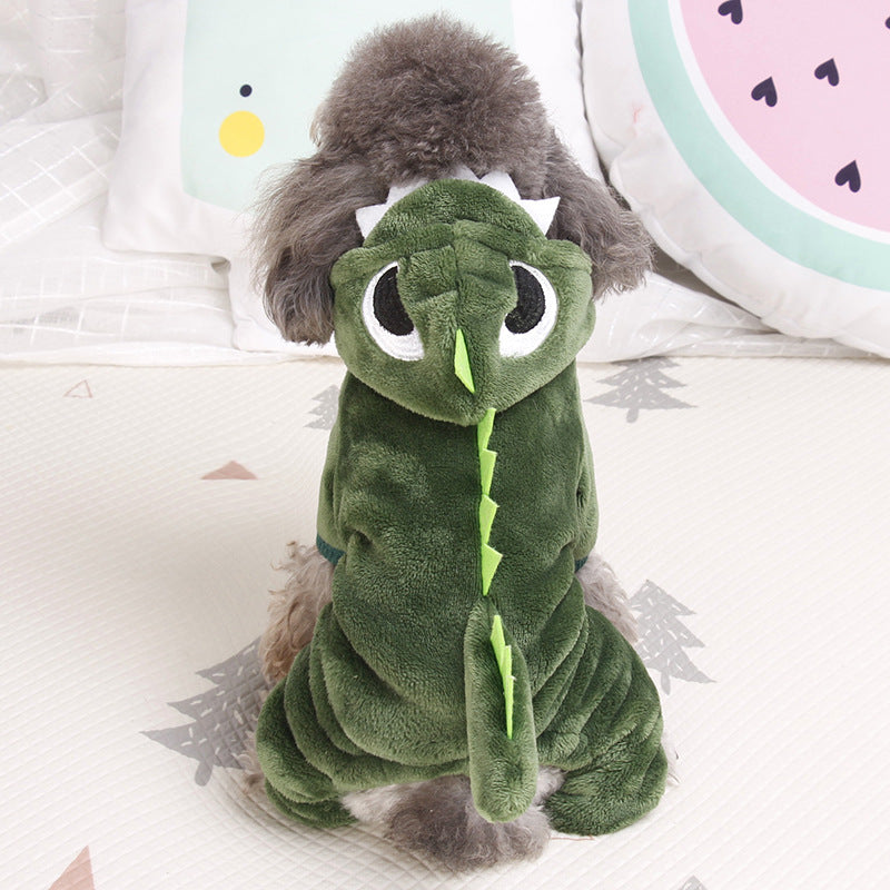 KFX-4586941 Thickened Warm Coral Fleece Dinosaur Dog Jacket for Cold Weather Walks