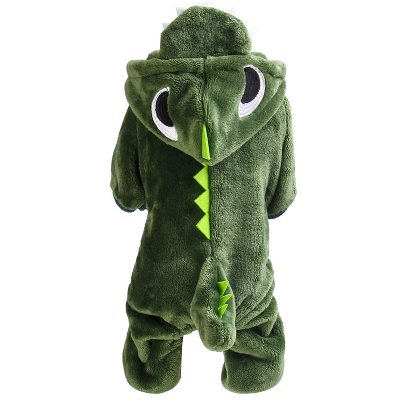 KFX-4586941 Thickened Warm Coral Fleece Dinosaur Dog Jacket for Cold Weather Walks