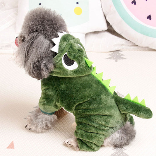 KFX-4586941 Thickened Warm Coral Fleece Dinosaur Dog Jacket for Cold Weather Walks