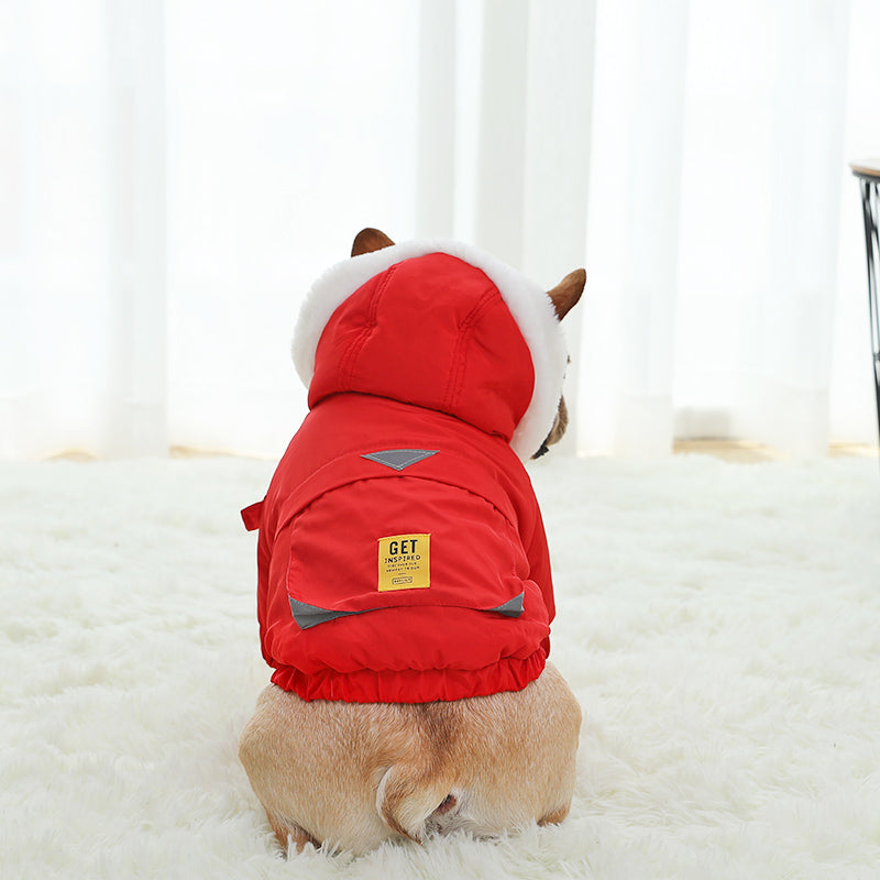 KFX-4587197 Winter Dog Padded Coat in Military Red and Green with Soft Silk-Like Cotton Lining