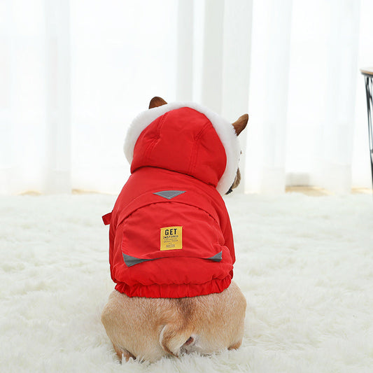 KFX-4587197 Winter Dog Padded Coat in Military Red and Green with Soft Silk-Like Cotton Lining
