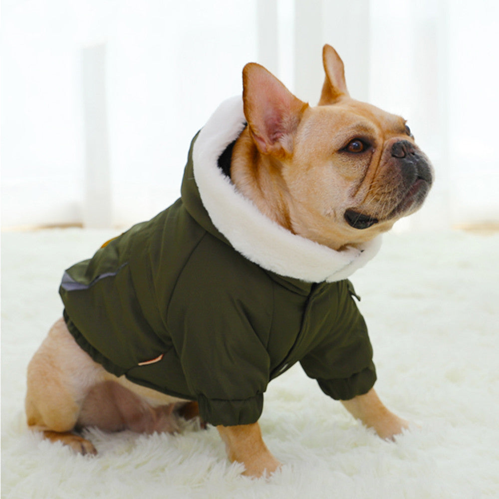 KFX-4587197 Winter Dog Padded Coat in Military Red and Green with Soft Silk-Like Cotton Lining