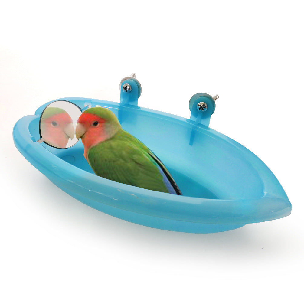 KFX-4588733 Small Parrot Bath Basin with Optional Mirror for Birds, 18.7cm x 10cm