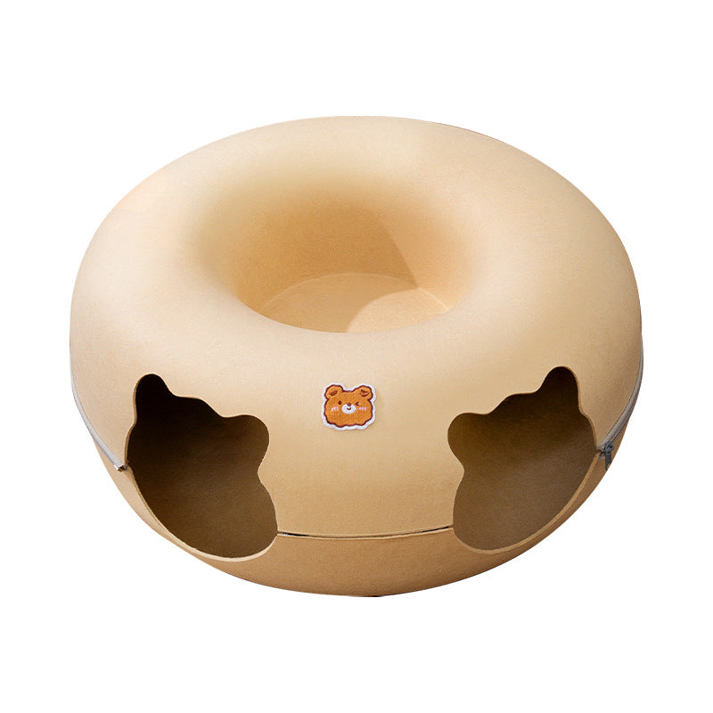 KFX-4592189 Felt Animal-Shaped Cat Nest Bed - Brown Bear, 50cm or 60cm Size Options