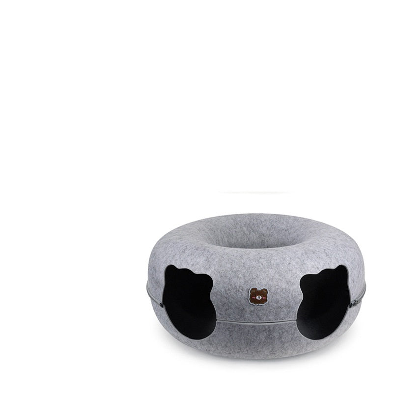 KFX-4592189 Felt Animal-Shaped Cat Nest Bed - Brown Bear, 50cm or 60cm Size Options